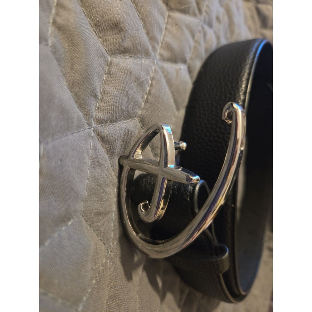 Women's Disney Logo D Black Faux Leather Belt Size M/L